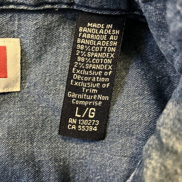 Wrangler Shirt Mens L Blue Cotton Short Sleeve Camp Button Up Western Cowboy Y2K - Picture 6 of 6
